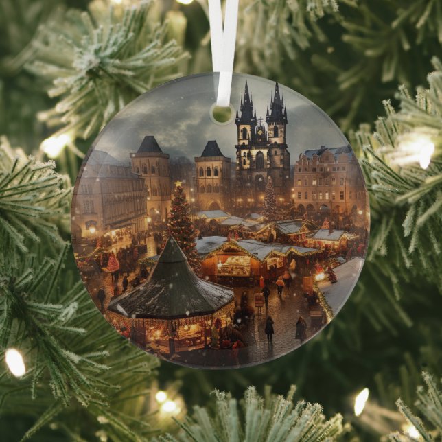 Vintage Prague Ceramic Tile Glass Ornament (Insitu)