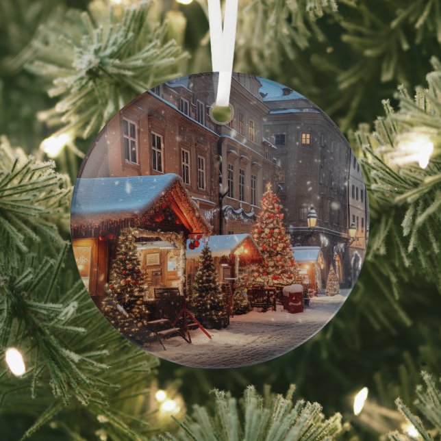 Vintage Prague Ceramic Tile Glass Ornament (Insitu)