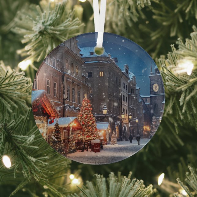 Vintage Prague Ceramic Tile Glass Ornament (Insitu)