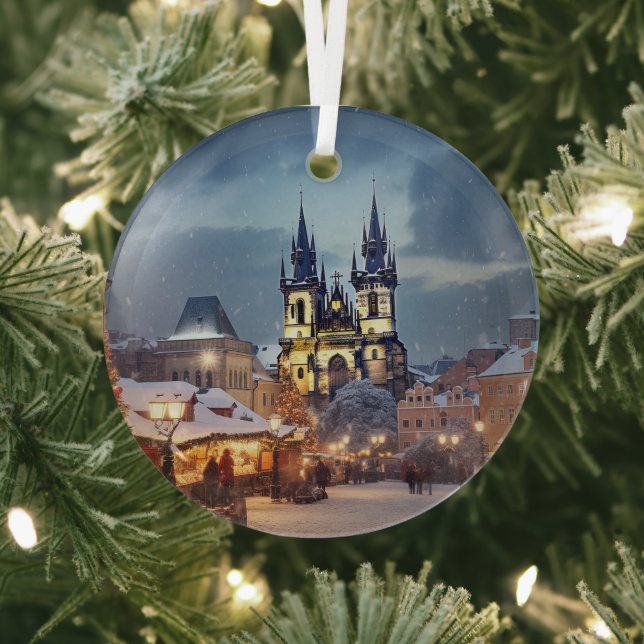 Vintage Prague Ceramic Tile Glass Ornament (Insitu)