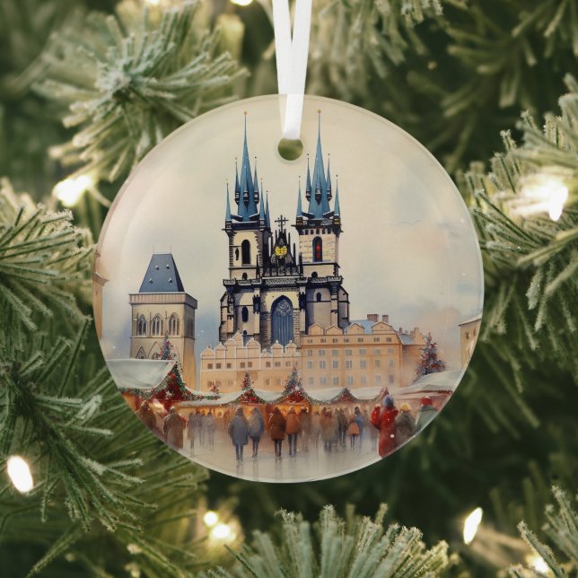 Vintage Prague Ceramic Tile Glass Ornament (Insitu)