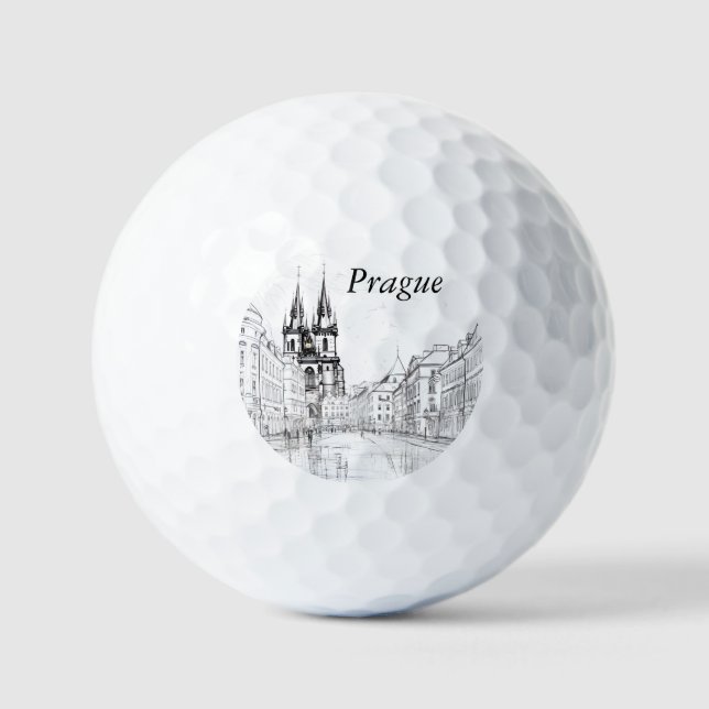 Vintage Prague Ceramic Tile Golf Balls (Front)