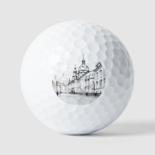 Vintage Prague Ceramic Tile Golf Balls