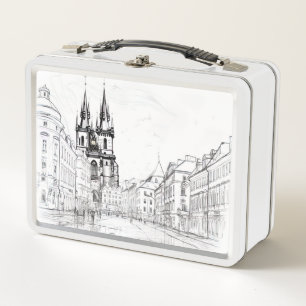 Vintage Prague Metal Lunch Box