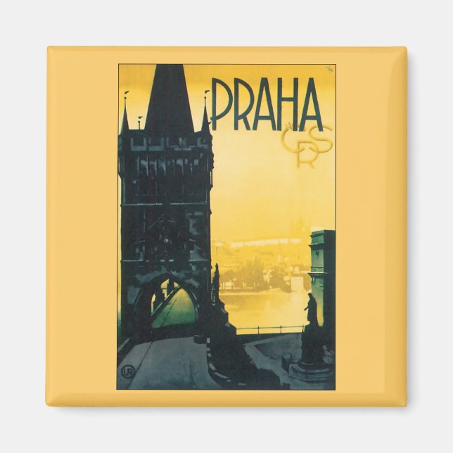 Vintage Prague (Praha) Poster Magnet (Front)