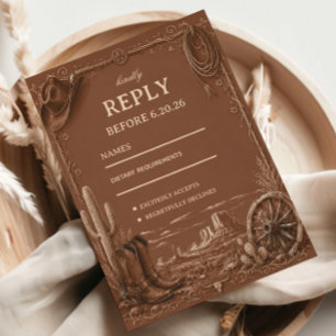 Vintage Prairie Elegant Rustic RSVP Card