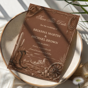 Vintage Prairie Frontier Rustic Western Save The Date