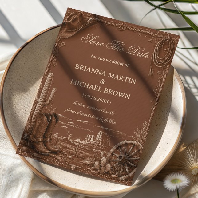 Vintage Prairie Frontier Rustic Western Save The Date (Creator Uploaded)
