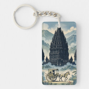 Vintage Prambanan Hindu Temple Java Indonesia Keychain