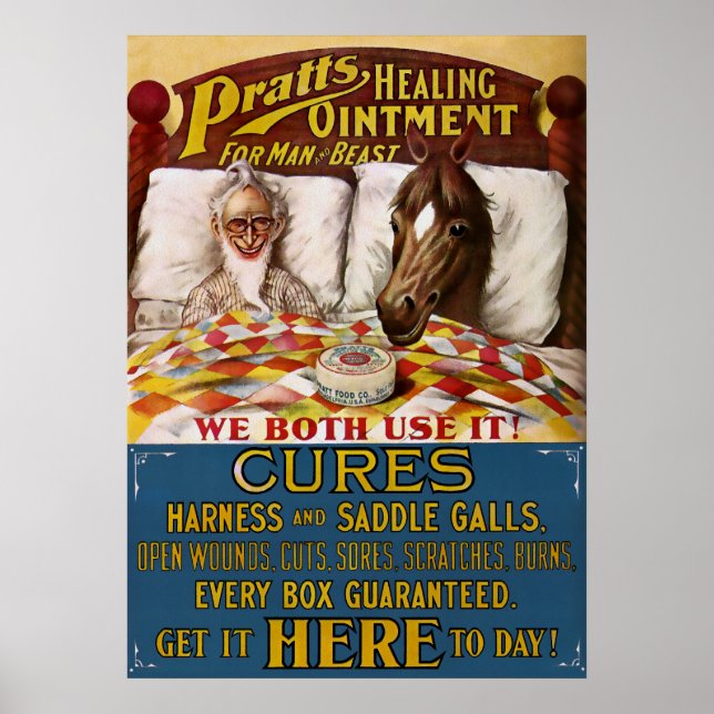 Vintage Pratts Healing Ointment Advertisement Art Poster (Front)