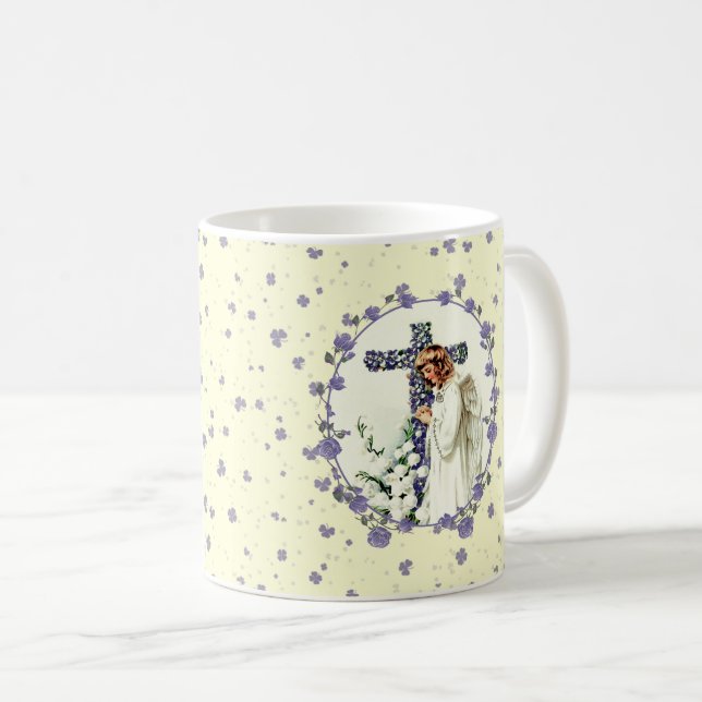 Vintage Praying Angel Easter Gift Coffee Mug (Front Right)