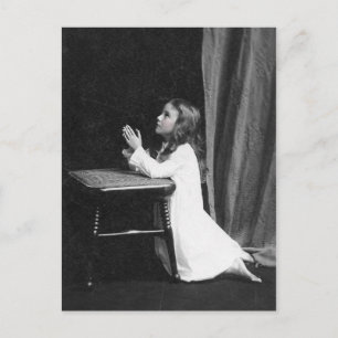 Vintage Praying Girl Postcard