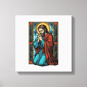Vintage Praying Religious Figure Vector Shirt Desi Canvas Print