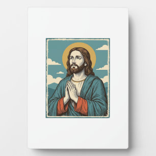 Vintage Praying Saviour Religious Shirt Design_1 Plaque