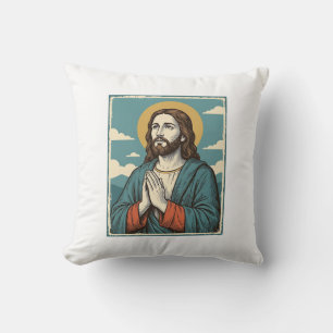 Vintage Praying Saviour Religious Shirt Design_1 Throw Pillow