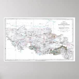 Vintage Preliminary Map of Mount Everest Poster
