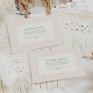 Vintage Preppy Pink Stripe Baby Shower Enclosure Card