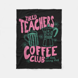 Vintage Preppy Tired Teachers Coffee Club Summer Fleece Blanket