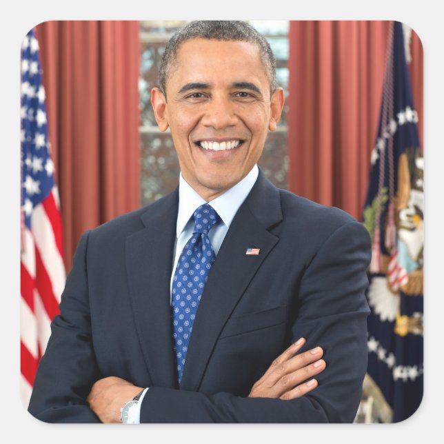 Vintage President Barack Obama Portrait Square Sticker (Front)