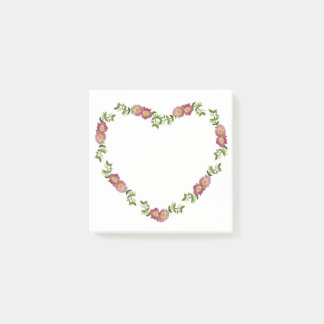 Vintage Pressed Flowers Heart Post-it Notes