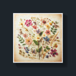 Vintage Pressed Wildflowers Art - Rustic Botanical Canvas Print<br><div class="desc">A charming and detailed digital illustration featuring an array of colorful pressed wildflowers. The composition includes delicate petals in shades of magenta, violet, yellow, and blue, carefully arranged with stems and greenery on a textured, vintage paper background. This rustic botanical piece evokes a sense of nostalgic cottagecore elegance, perfect for...</div>