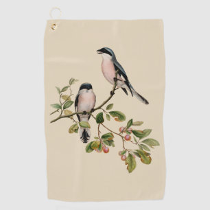 Vintage Pretty Birds on Beige Golf Towel