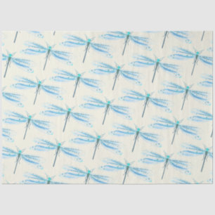 Vintage Pretty Blue Damselfly Pattern Craft  Tissue Paper