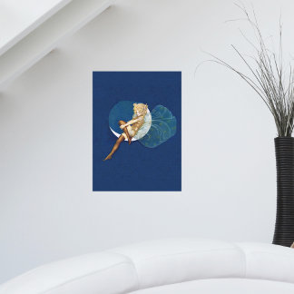 Vintage Pretty Blue Fairy Stockings Blue Moon Poster