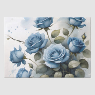 Vintage pretty Blue Roses watercolor painting Tissue Paper