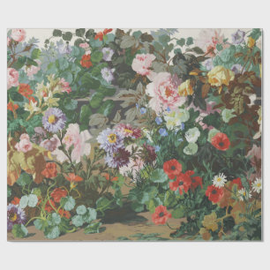 Vintage pretty colourful flowers floral painting wrapping paper
