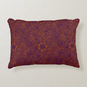Vintage pretty dark orange purple floral pattern accent pillow