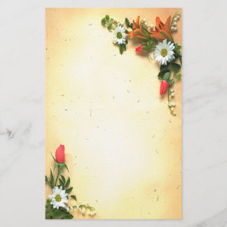 Vintage Pretty Floral Parchment Design Stationery