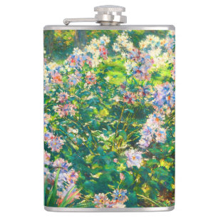 Vintage pretty flowers Windflowers illustration Hip Flask