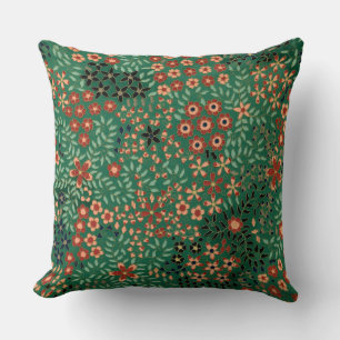 Vintage pretty Japanese floral pattern Throw Pillow