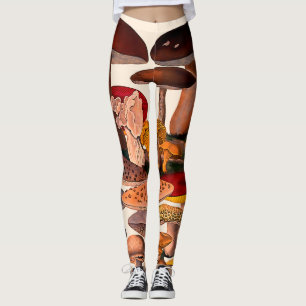 Vintage pretty mushrooms illustration leggings