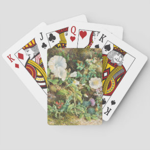 Vintage pretty petunias flowers floral painting playing cards