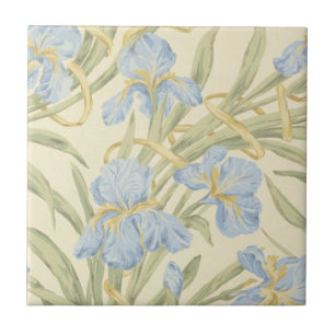 Vintage pretty purple blue iris flower pattern tile