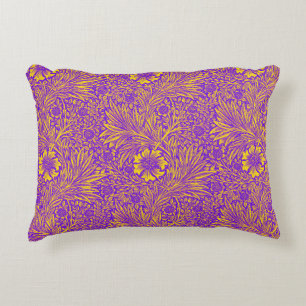 Vintage pretty purple yellow floral pattern accent pillow