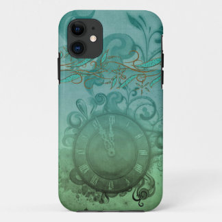 vintage pretty steampunk time clock and swirls iPhone 11 case