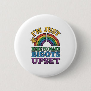 Vintage Pride Bigots Upset Rainbow Shirt Design_1 2 Inch Round Button