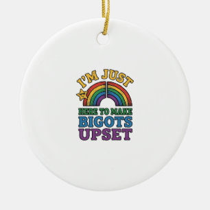 Vintage Pride Bigots Upset Rainbow Shirt Design_1 Ceramic Ornament