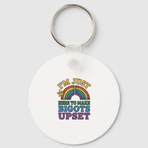 Vintage Pride Bigots Upset Rainbow Shirt Design_1 Keychain