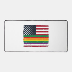 Vintage Pride Flag Distressed Vector Shirt Design_ Desk Mat