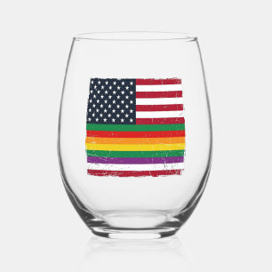 Vintage Pride Flag Distressed Vector Shirt Design_ Stemless Wine Glass