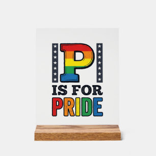 Vintage Pride Letter P Rainbow Shirt Design_1 Acrylic Sign