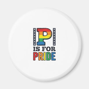 Vintage Pride Letter P Rainbow Shirt Design_1 Magnet