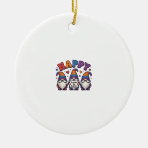Vintage Pride Month Gnome Rainbow Shirt Design_1 Ceramic Ornament