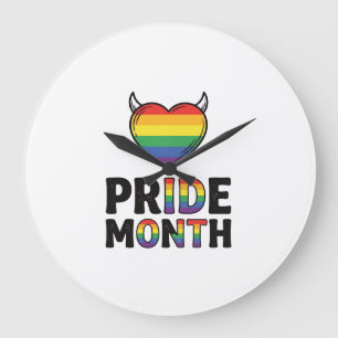 Vintage Pride Month Horned Heart Shirt Design_1 Large Clock