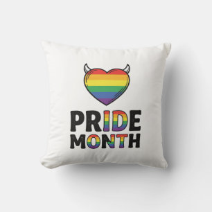 Vintage Pride Month Horned Heart Shirt Design_1 Throw Pillow