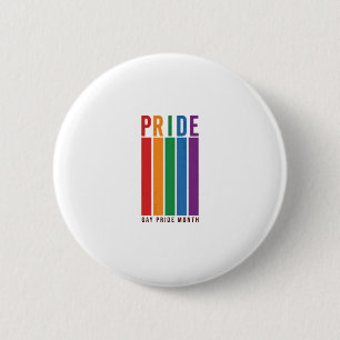 Vintage Pride Month Rainbow Typography Shirt Desig 2 Inch Round Button